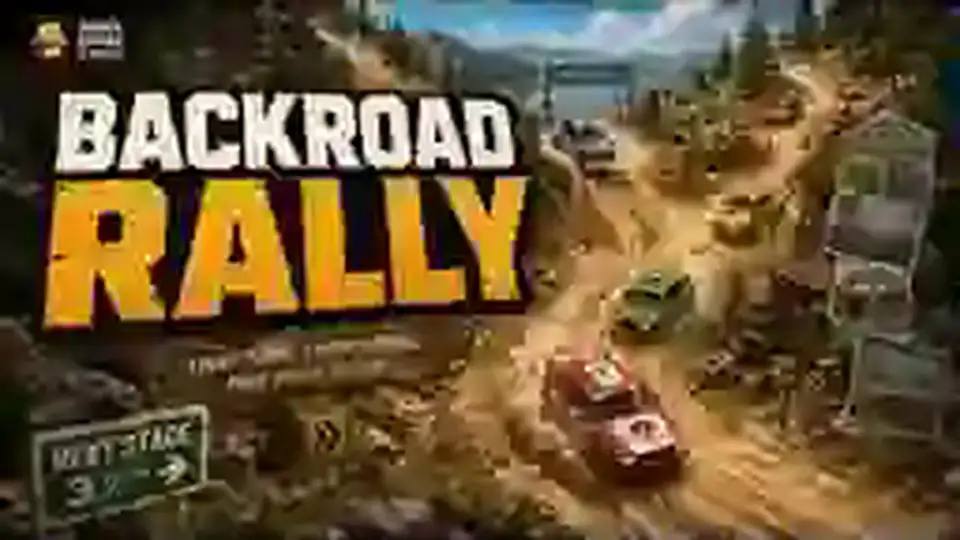 Compact rally cars drifting through a dusty mountain road with hairpins and split routes.