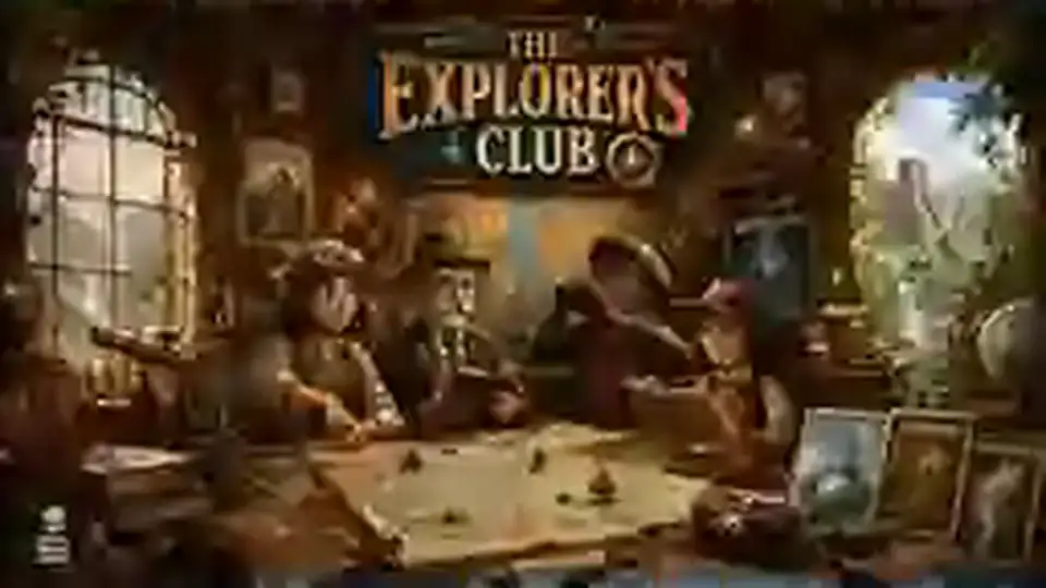 Diverse expedition team planning routes around a map table in a warm explorers clubhouse.