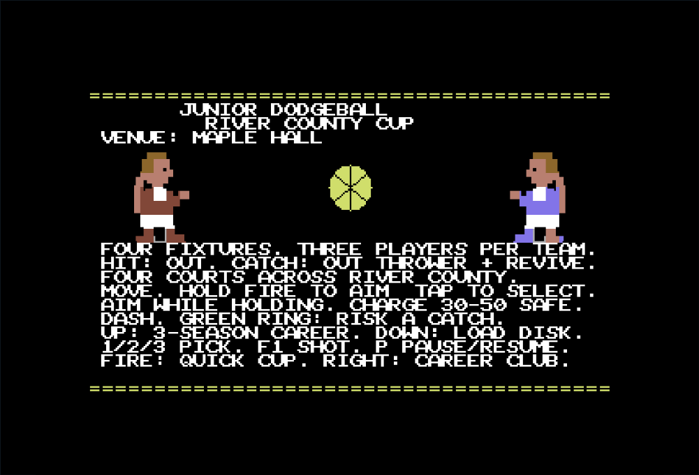Junior Dodgeball Championships native C64 screenshot 1