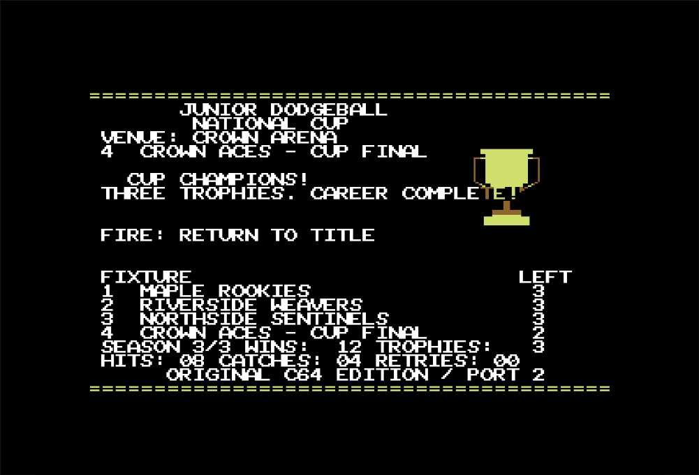Junior Dodgeball Championships native C64 screenshot 7
